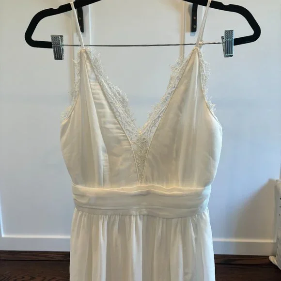 White Lace Slit Maxi Dress - Picture 7 of 8